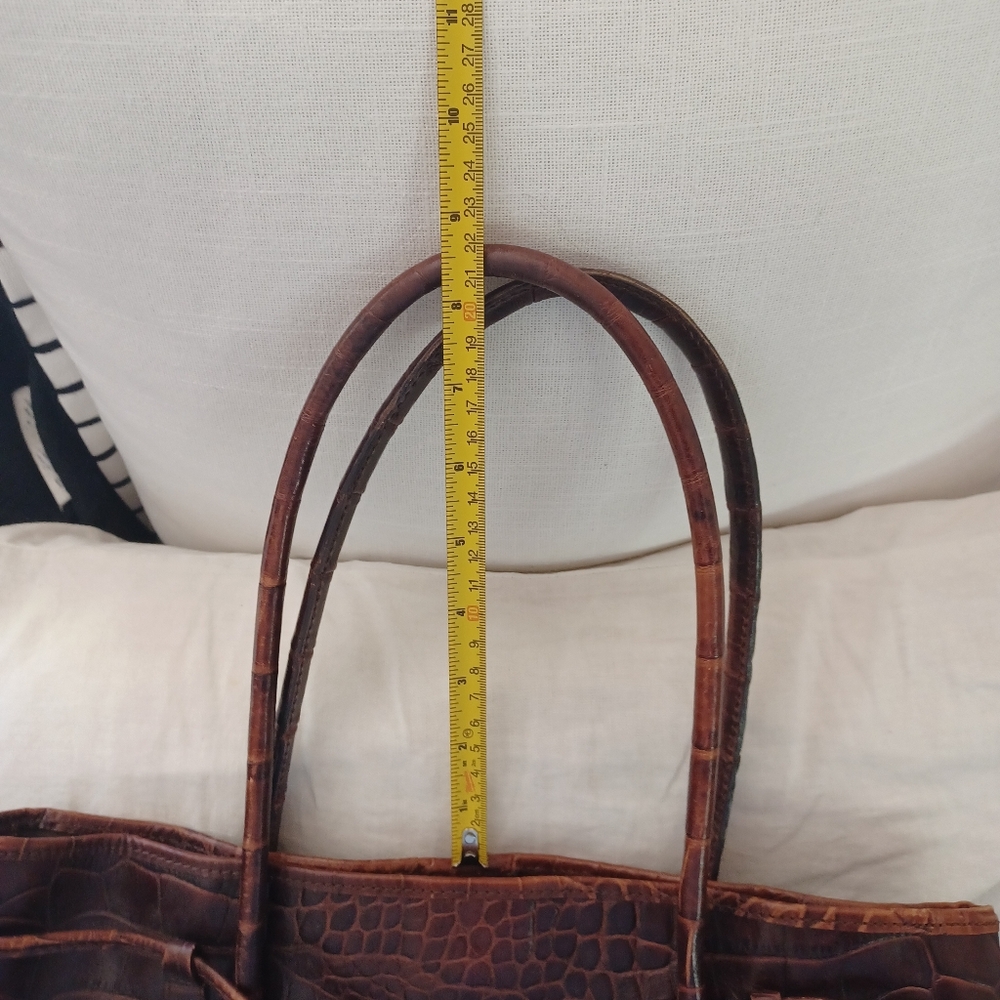 Talbots Brown  Croco Leather Vintage Bag Tote Purse Old Money Y2k - Picture 6 of 9